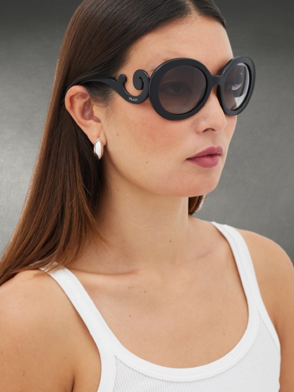 Authentic Prada Minimal Baroque  Round Sunglasses NWT